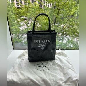 Prada logo sequin-embellished tote